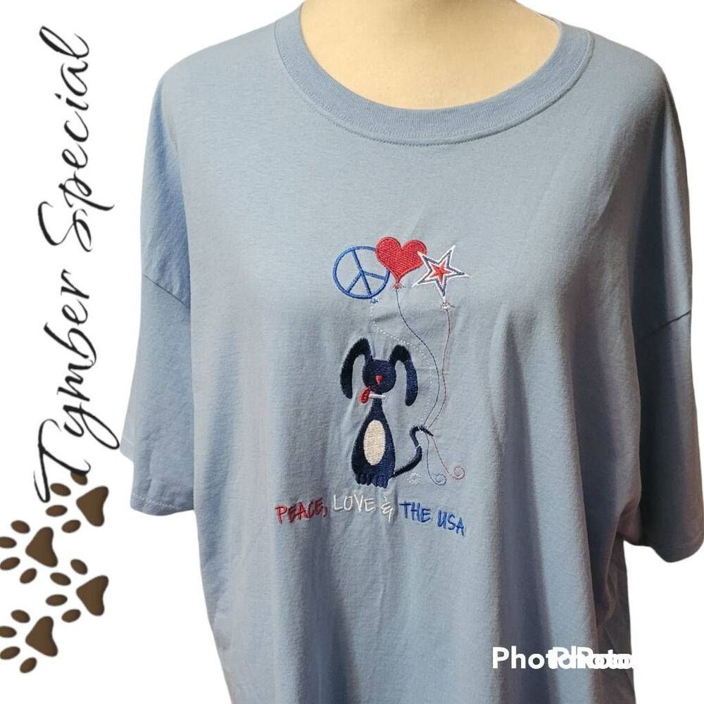 M&C Sportswear Peace, Love & USA Dog T-Shirt Size XL